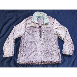 Free Country Soft Faux Fur Pull Over Long Sleeve Sweater Jacket Purple Size L